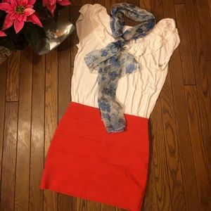 DNA Couture coral skirt & scarf set